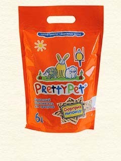 PrettyCat наполнитель для грызунов и птиц древесный с морковными чипсами 6 л