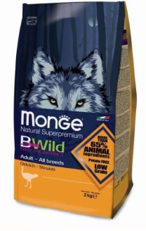 Monge Bwild Dog Ostrich корм для взрослых собак всех пород с мясом страуса 2 кг