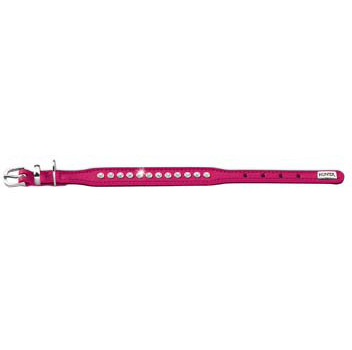Hunter ошейник Cristal Line Petit 24 кожа крупные стразы розовый/черный
