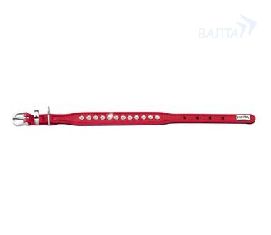 Hunter ошейник Cristal Line Petit 27 кожа крупные стразы красный/черный