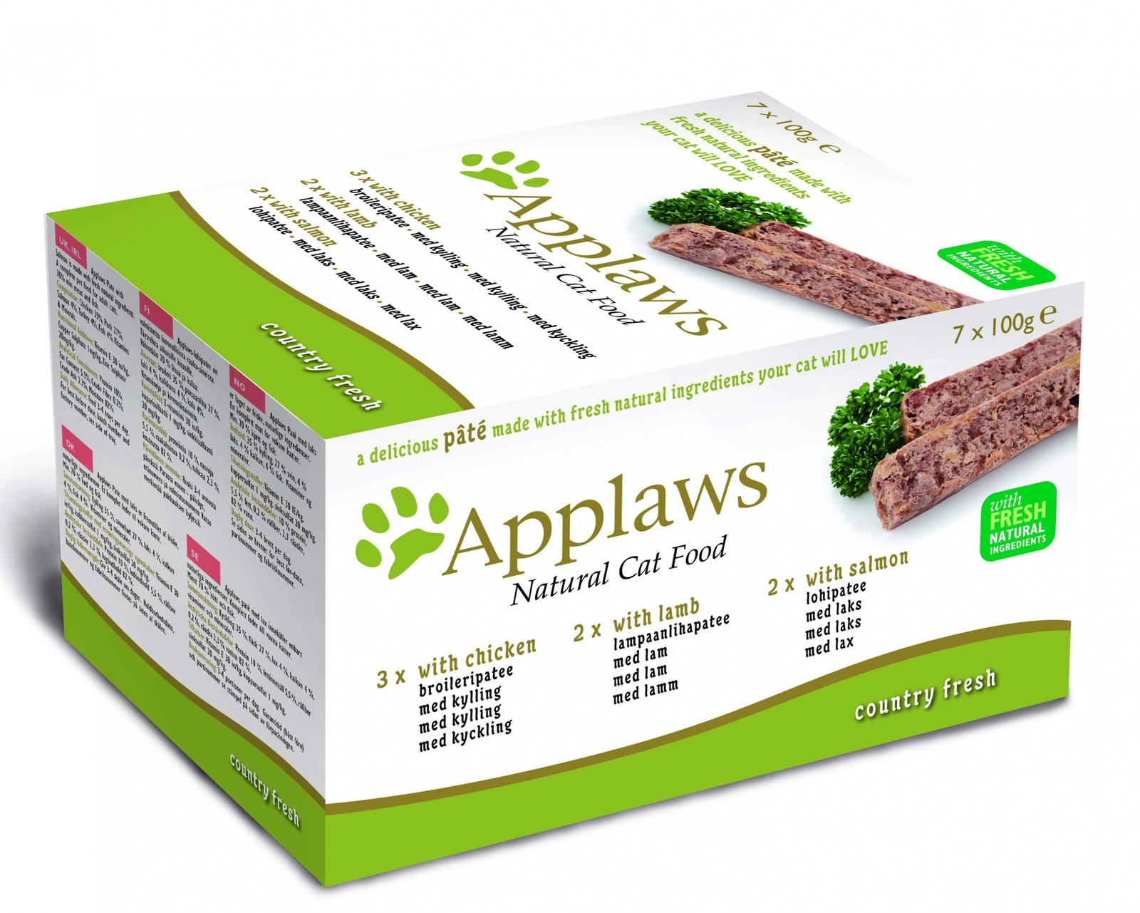 Applaws Набор для кошек "Курица, ягненок, лосось": 7шт.*100г