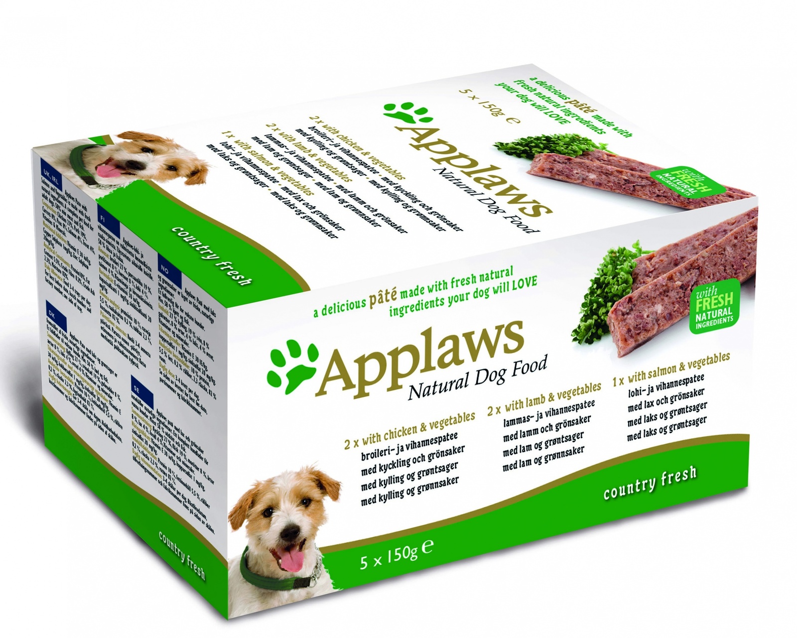 Applaws Набор для собак "Курица, ягненок, лосось": 5шт.x150г