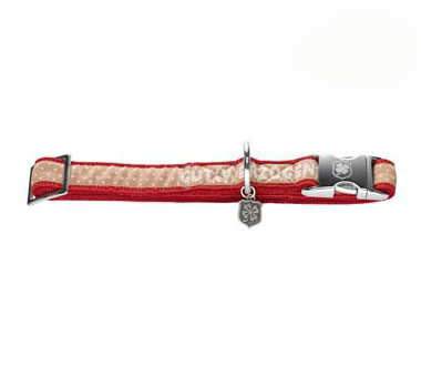 Hunter ошейник ALU-Strong Adelheid Gut S (30-45 см) нейлон с металлической застежкой бежевый/бургунди