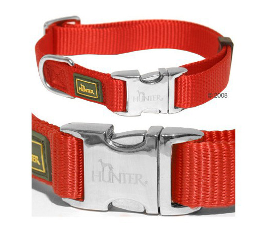 Hunter ошейник ALU-Strong нейлон с металлической застежкой красный