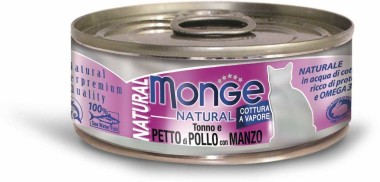 Monge Cat Natural консервы для кошек тунец с курицей и говядиной 80г