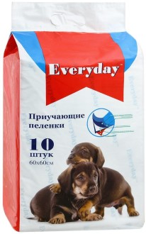 EVERYDAY впитывающие пеленки для животных ГЕЛЕВЫЕ 60 х 60 см, 10 шт