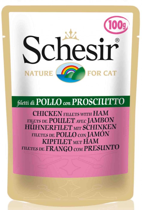 Schesir паучи для кошек с цыпленком и ветчиной
