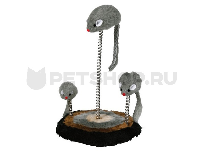 Игрушка для кошки "3 мышки на пружине" (на подставке), 15 х 22 см, фото №2 Игрушка для кошки "3 мышки на пружине" (на подставке), 15 х 22 см, фото №2
