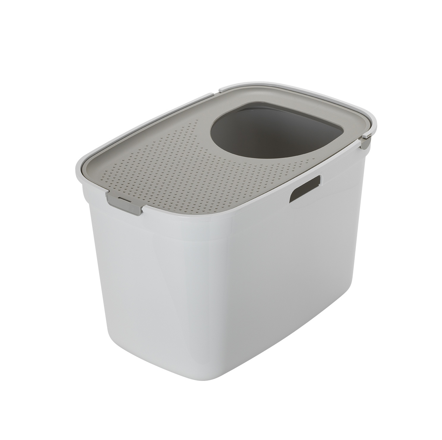 Закрытый туалет для кошек Top cat, белый с теплым серым, 59x39x38 см