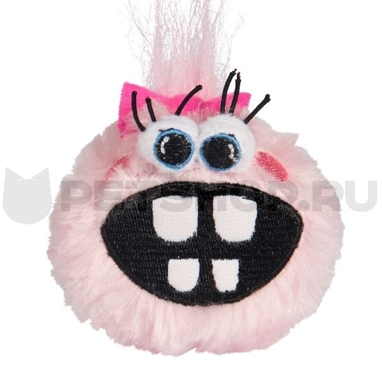 Плюшевый мяч для щенков с принтом зубы GRINZ PLUSH, розовый
