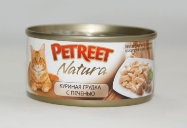 Petreet консервы для кошек куриная грудка с печенью 70 г