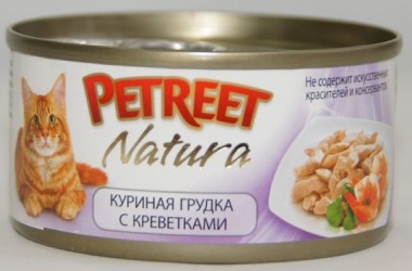 Petreet консервы для кошек куриная грудка с креветками 70 г