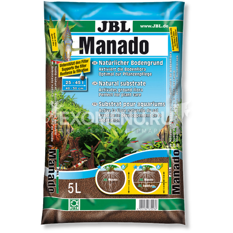 JBL Manado 5l - Питательный грунт, улучшающий качество воды и стимулирующий рост растений, красно...