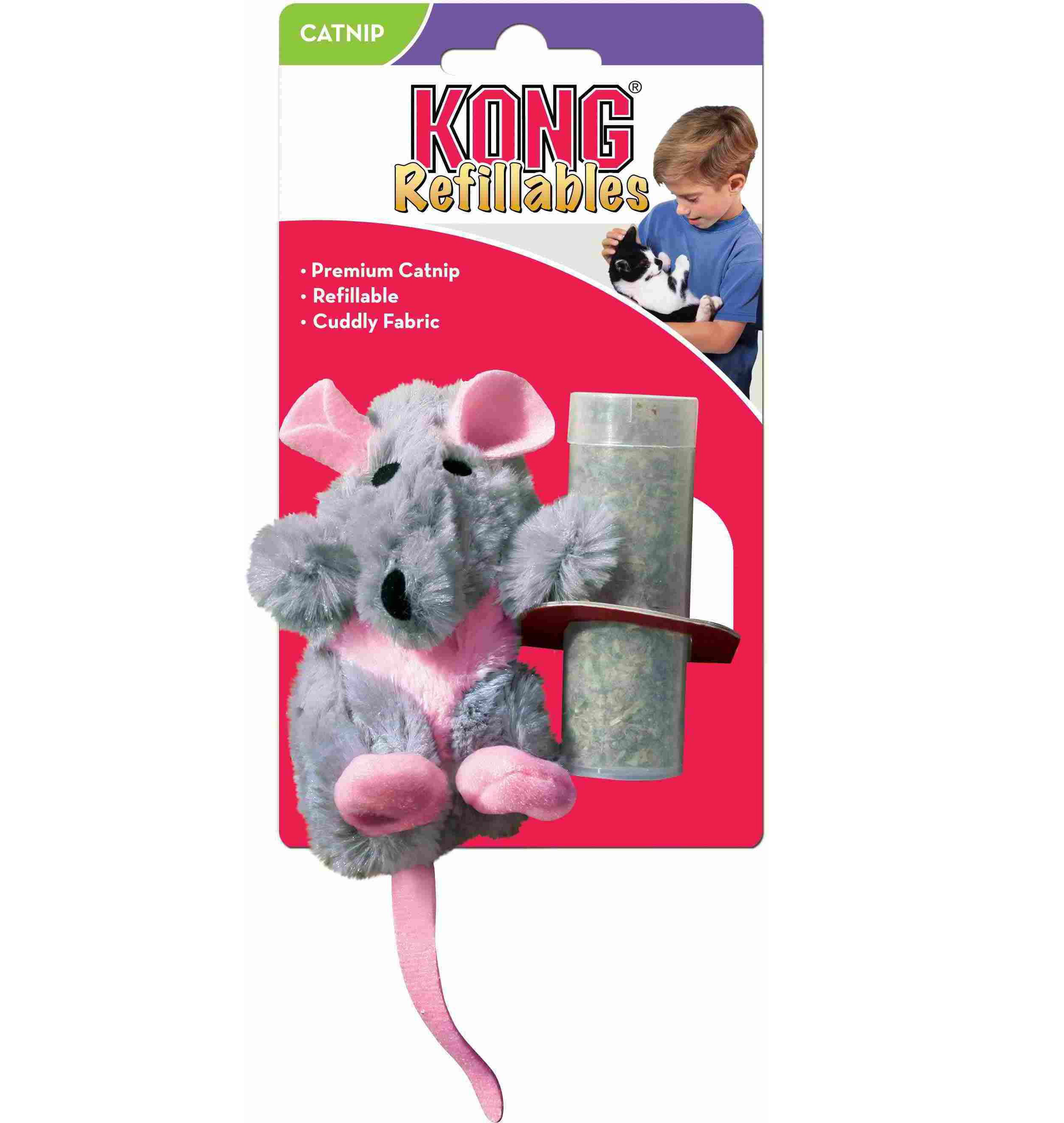 Kong игрушка для кошек Крыса плюш с тубом кошачьей мяты арт NR45