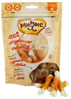 Мнямс лакомство для собак кальцинированные косточки с куриным мясом 100 г