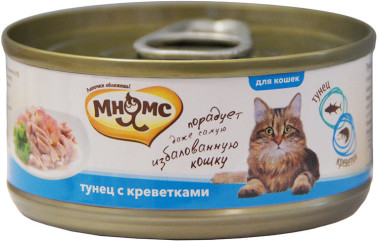 Мнямс консервы для кошек Тунец с креветками в нежном желе 70 г