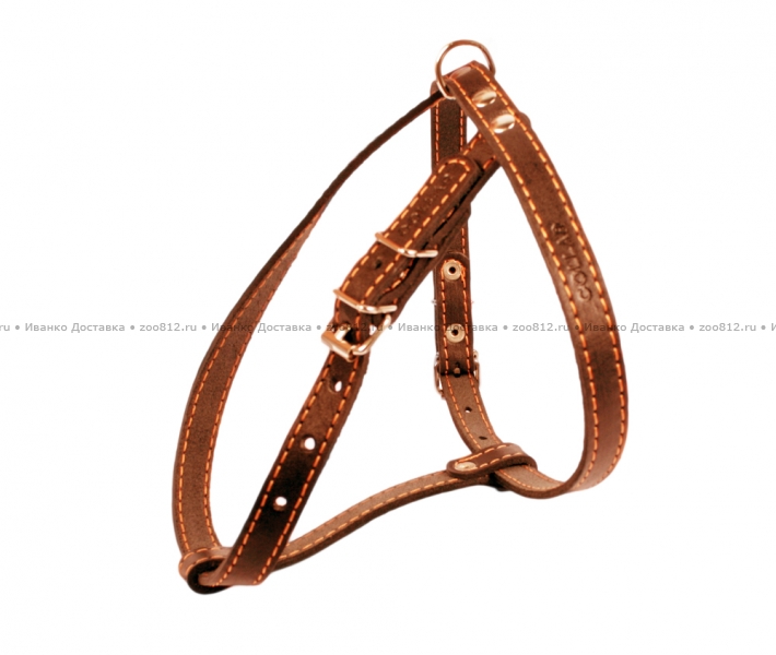 Collar одинарная шлейка коричневого цвета для собак средних пород