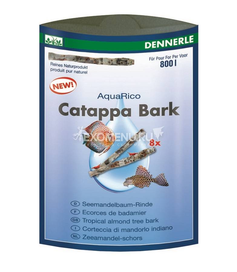 Кора тропического миндального дерева Dennerle Catappa Barks, 8 шт. по 12 см на 800 литров воды
