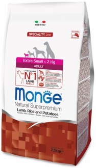 Monge Dog Speciality Extra Small корм для взрослых собак миниатюрных пород ягненок с рисом и картофелем