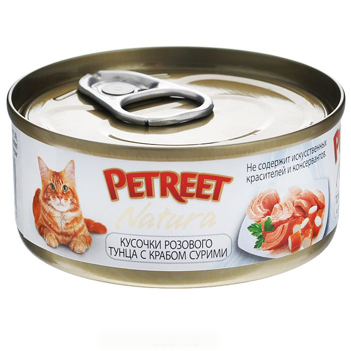 PETREET NATURA кусочки розового тунца с крабом сурими 70гр
