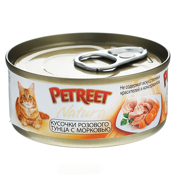 PETREET NATURA кусочки розового тунца с морковью 70гр