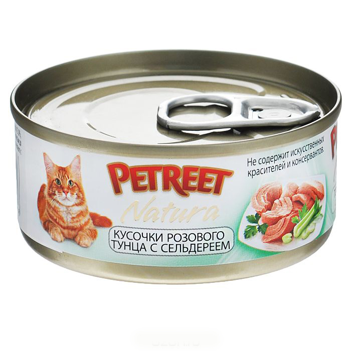 PETREET NATURA кусочки розового тунца с сельдереем 70гр