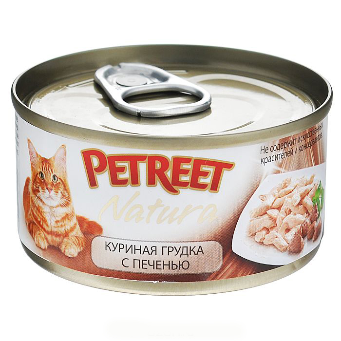 PETREET NATURA куриные грудки с печенью 70гр