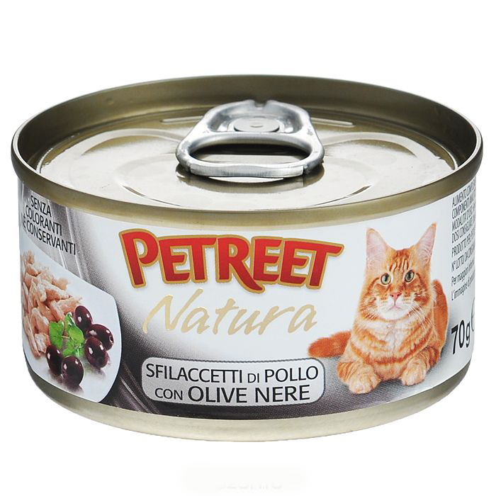 PETREET NATURA куриные грудки с оливками 70гр