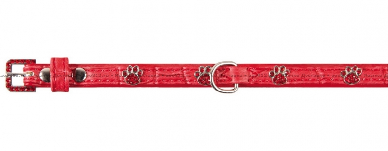 Dezzie Красный ошейник с «лапками» для собак (искусственная кожа)