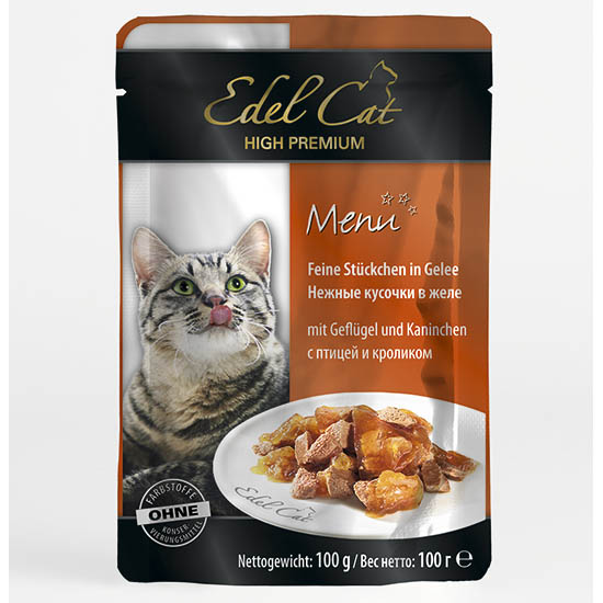 Edel Cat Паучи Кусочки в желе с птицей и кроликом