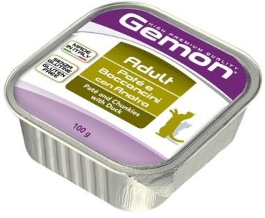 Gemon Cat консервы для кошек паштет с кусочками утки 100г