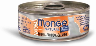 Monge Cat Natural консервы для кошек тихоокеанский тунец с лососем 80г
