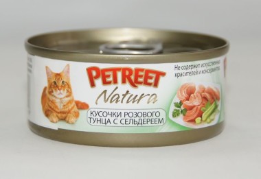 Petreet консервы для кошек кусочки розового тунца с сельдереем 70 г