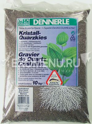 Аквариумный грунт Dennerle Kristall-Quarz, гравий фракции 1-2 мм, цвет темно-коричневый, 10 кг.