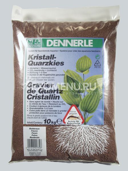 Аквариумный грунт Dennerle Kristall-Quarz, гравий фракции 1-2 мм, цвет светло-коричневый (цвет ко...