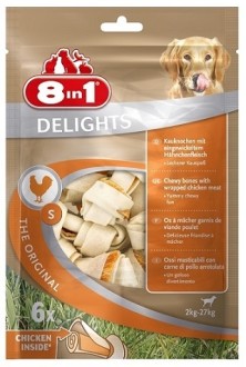 8in1 DELIGHTS S косточки с куриным мясом для мелких и средних собак 11 см 6 шт (пакет)
