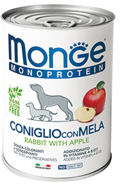 Monge Dog Monoproteico Fruits консервы для собак паштет из кролика с рисом и яблоками 400г
