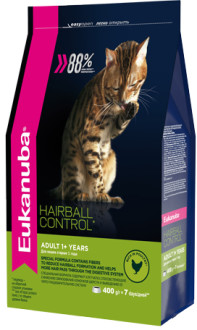 EUK Cat HAIRBALL корм для вывода шерсти из желудка с домашней птицей для кошек