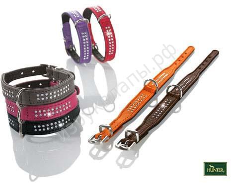 Hunter ошейник Diamond petit 24 кожа 2 ряда страз розовый, фото №2 Hunter ошейник Diamond petit 24 кожа 2 ряда страз розовый, фото №2