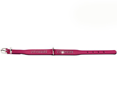 Hunter ошейник Diamond petit 24 кожа 2 ряда страз розовый