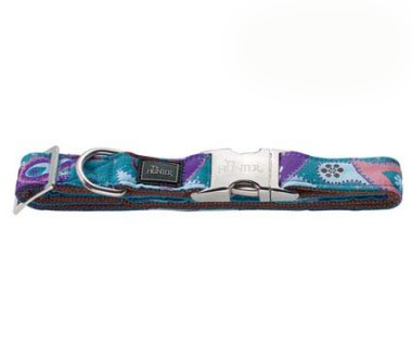 Hunter ошейник ALU-Strong Paisley нейлон с металлической застежкой мотив "индийские огурцы"