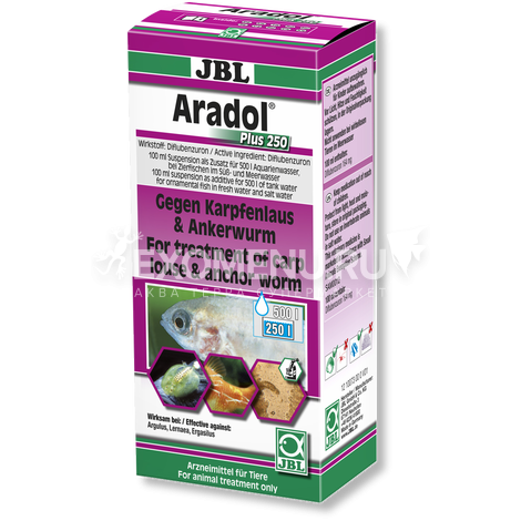 JBL Aradol Plus 250 - Препарат против червей, карпоедов, сосальщиков и других ракообразных парази...