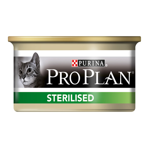Purina Pro Plan консервы паштет для кастрированных кошек лосось и тунец, Sterilised