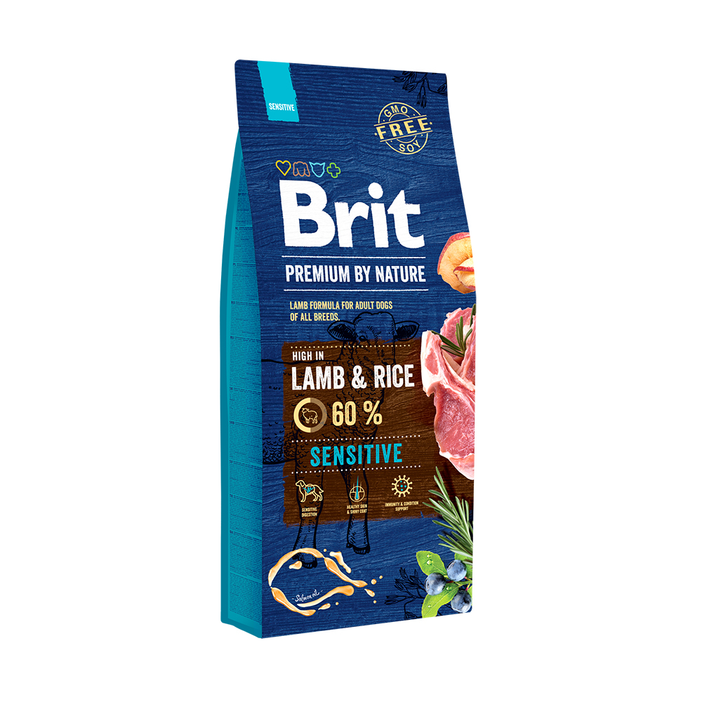 Корм Brit корм для собак с чувствительным пищеварением, с ягненком, Premium by Nature Sensitive Lamb