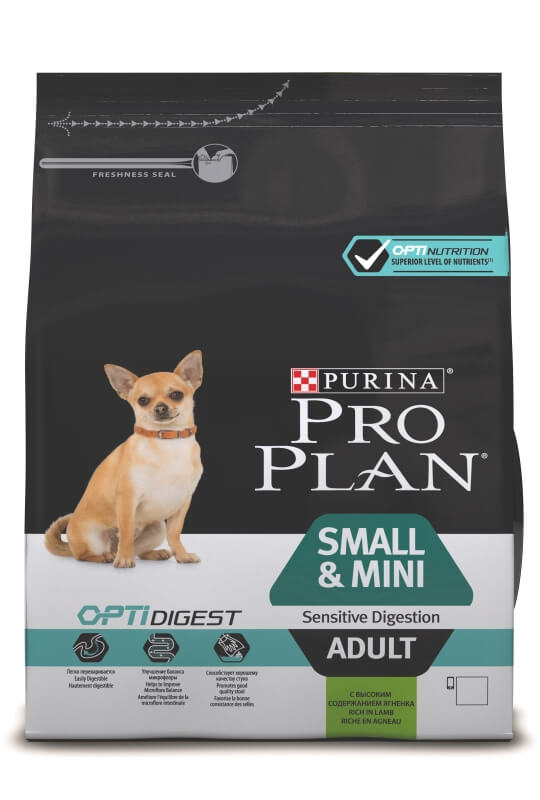 Корм Purina Pro Plan для взрослых собак малых пород с чувствительным пищеварением, ягненок, Sensitive Digestion