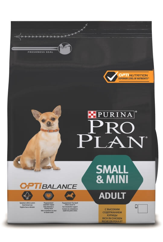 Корм Purina Pro Plan для взрослых собак малых и карликовых пород с курицей и рисом, Adult Small Breed Chicken&Rice