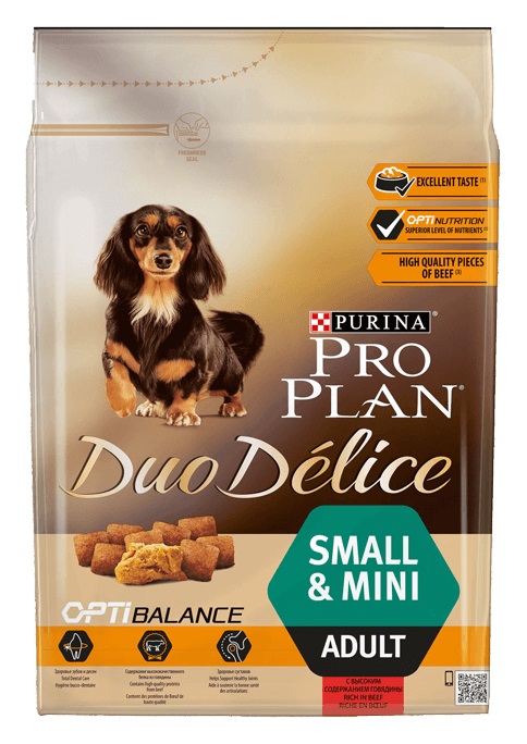 Корм Purina Pro Plan для взрослых собак мелких пород, с говядиной и рисом, DUO DELICE