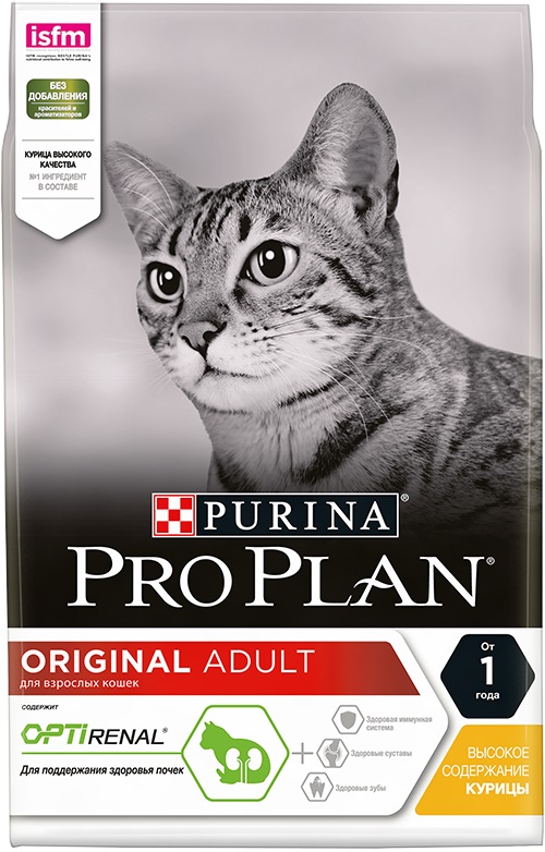 Корм Purina Pro Plan для взрослых кошек, с курицей и рисом, Adult Chicken&Rice