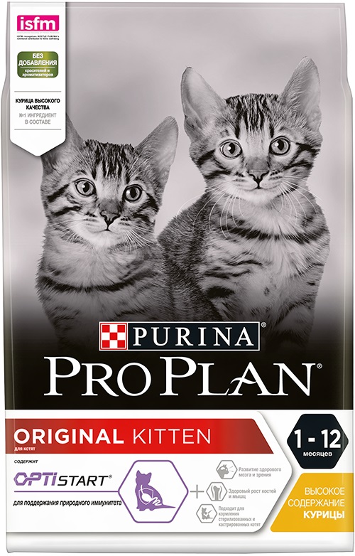 Корм Purina Pro Plan сухой корм для котят от 1 до 12 месяцев, с курицей, Original Optistart