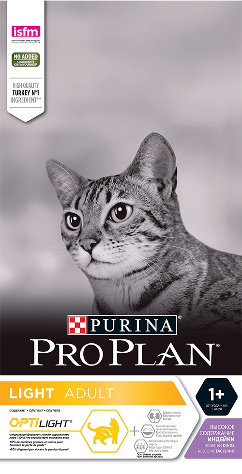 Корм Purina Pro Plan лайт для кошек с избыточным весом и кошек, склонных к полноте, с индейкой, Light Turkey
